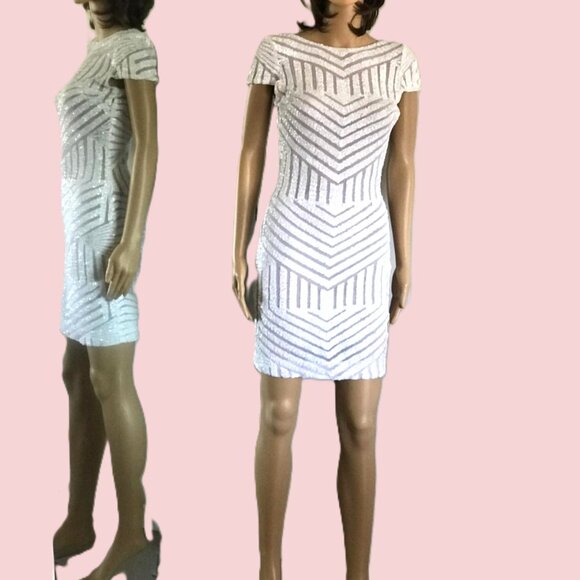 Stunning White Sequins Dress with Low Back - Picture 5 of 5